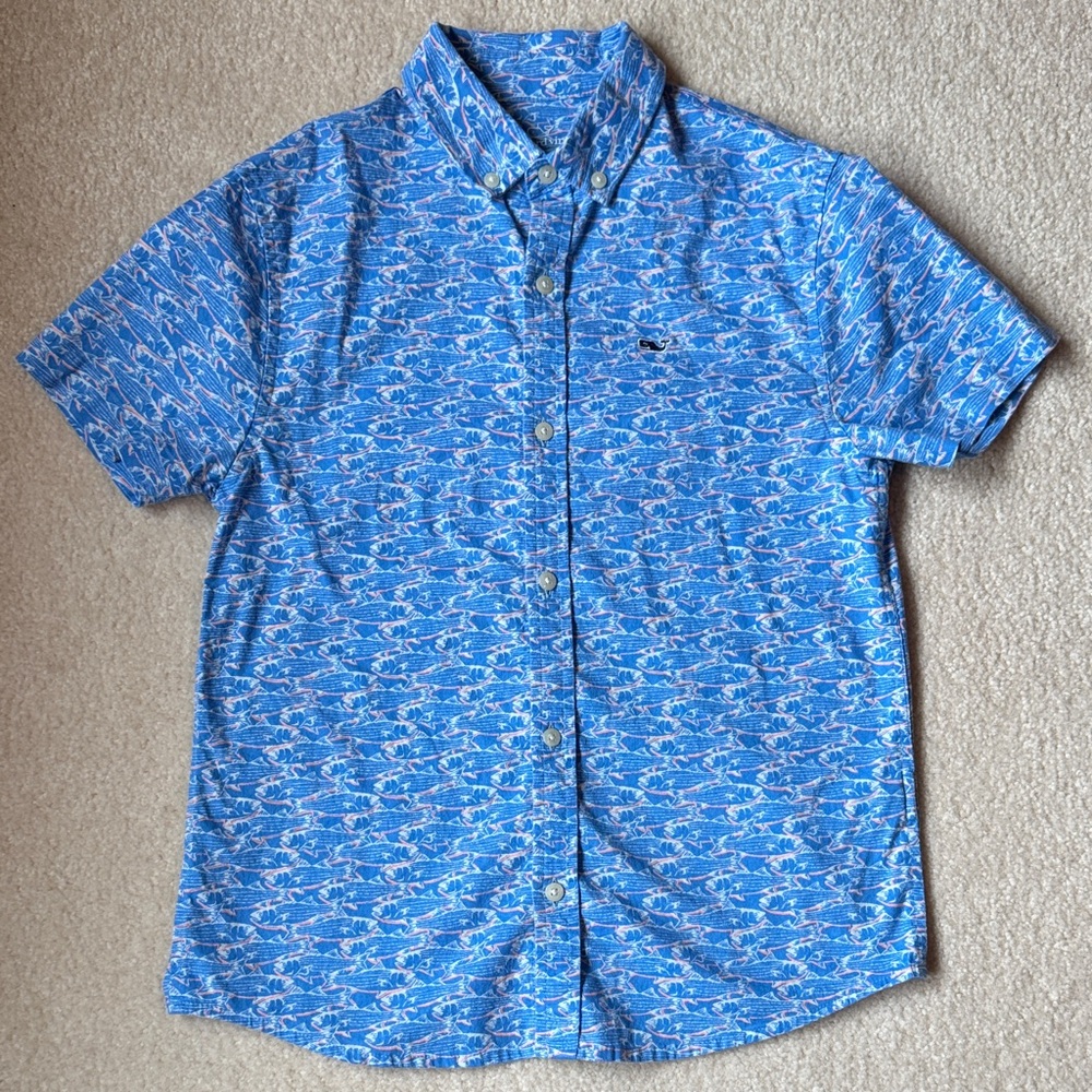Vineyard Vines Boys Dress Shirt Fish Print